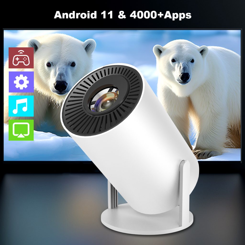 HY300 Pro Projector WIFI 6 BT5.0 With Android & OS Auto Correcttion 130 Inch Display 4K