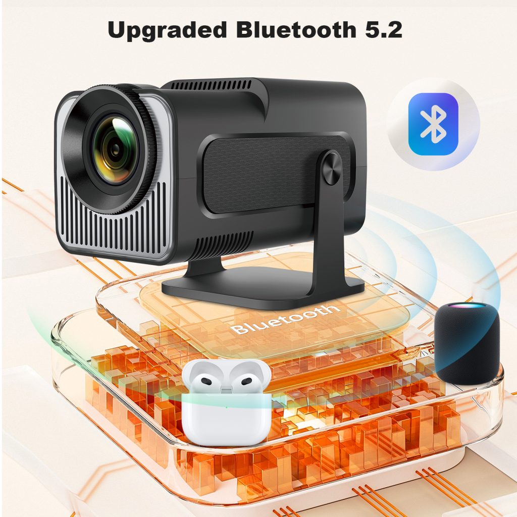 HY320 Mini Portable Projector 4K 1080P Smart Projector With WIFI 6 Bluetooth 5.0