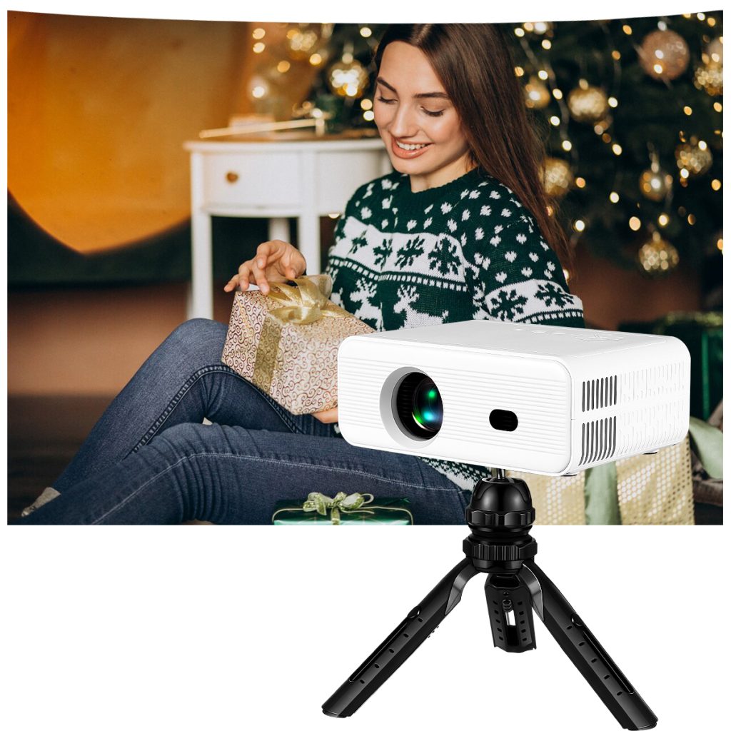 H012L Mini Projector ,Electric Focusing Upgraded 1080P HD Projector, 800L Portable Projector With Tripod